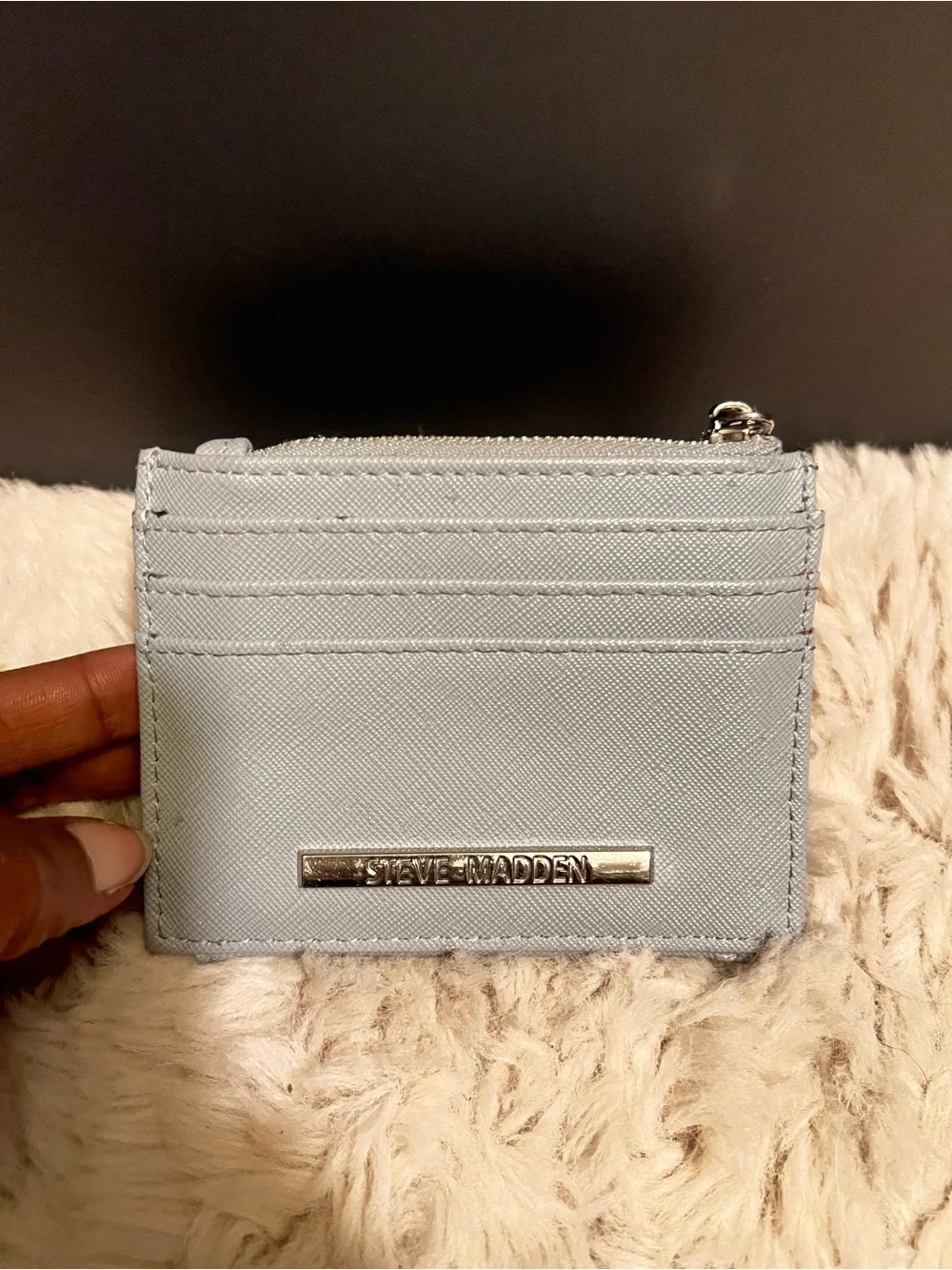 Steve Madden Brayden Pale Blue Card & Key Holder with Zip